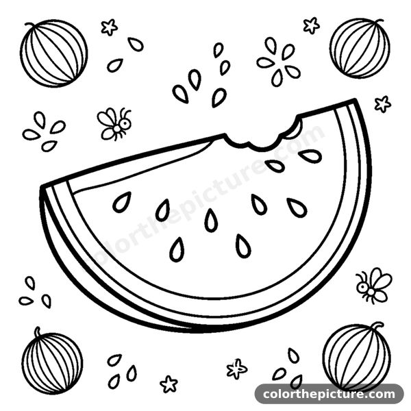 Desenho para colorir: Grande Fatia Suculenta de Melancia