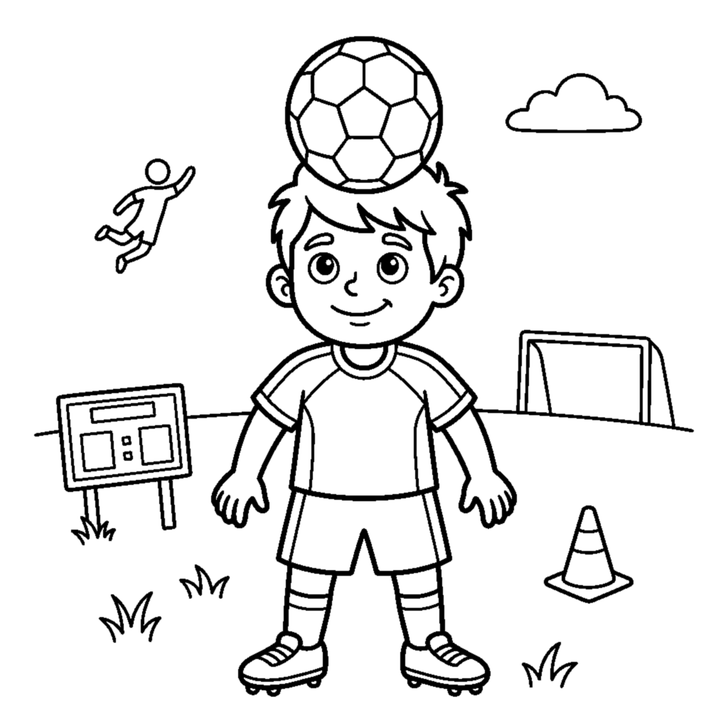 Disegno da colorare: Pallone in equilibrio sulla testa