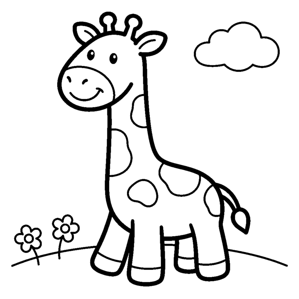 Disegno da colorare: Simpatica giraffa giocattolo con il collo lungo