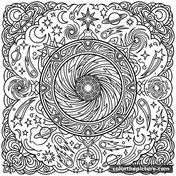 Stargate Portal Universe Mandala coloring page