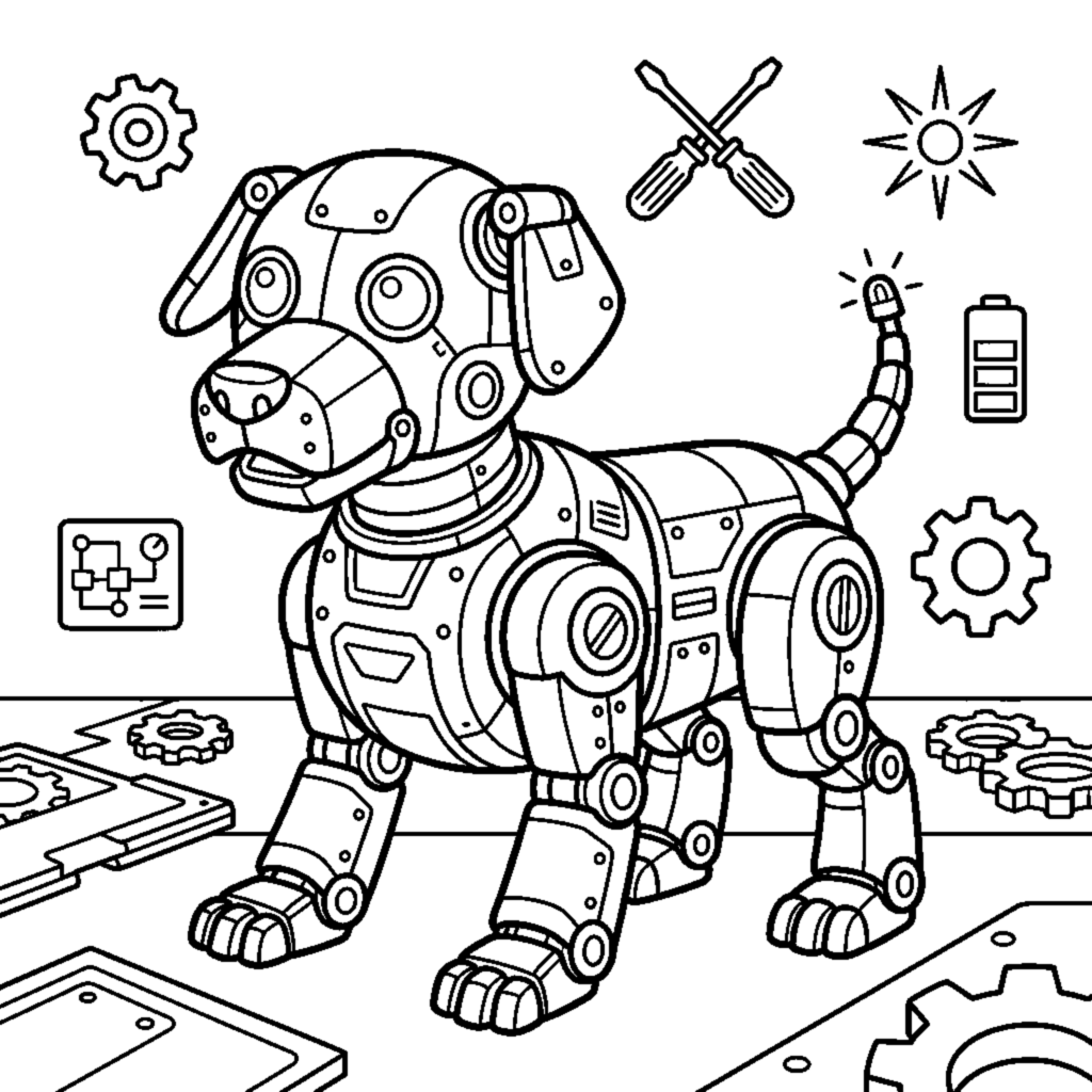 Robot dog coloring page