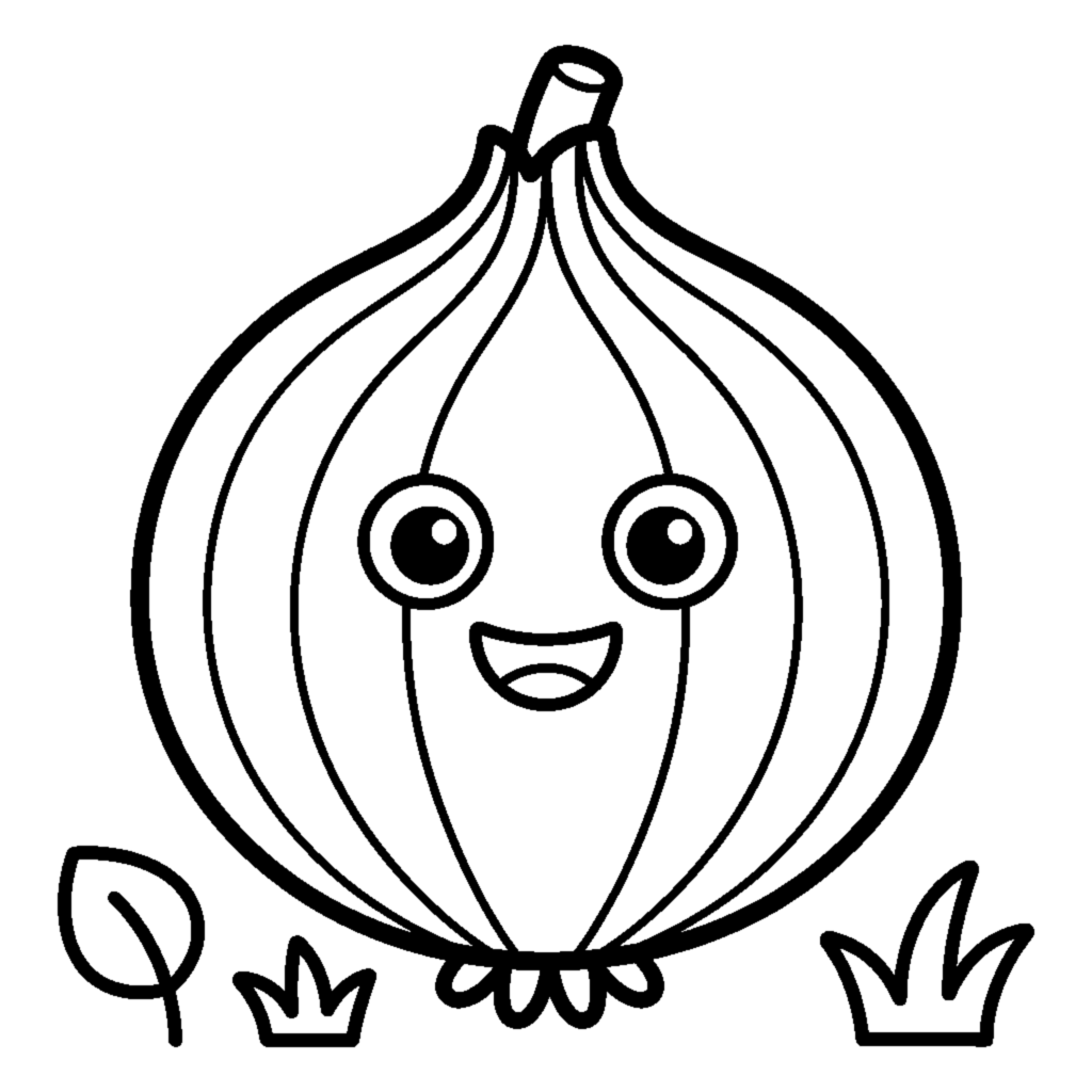 Cute layered onion coloring page