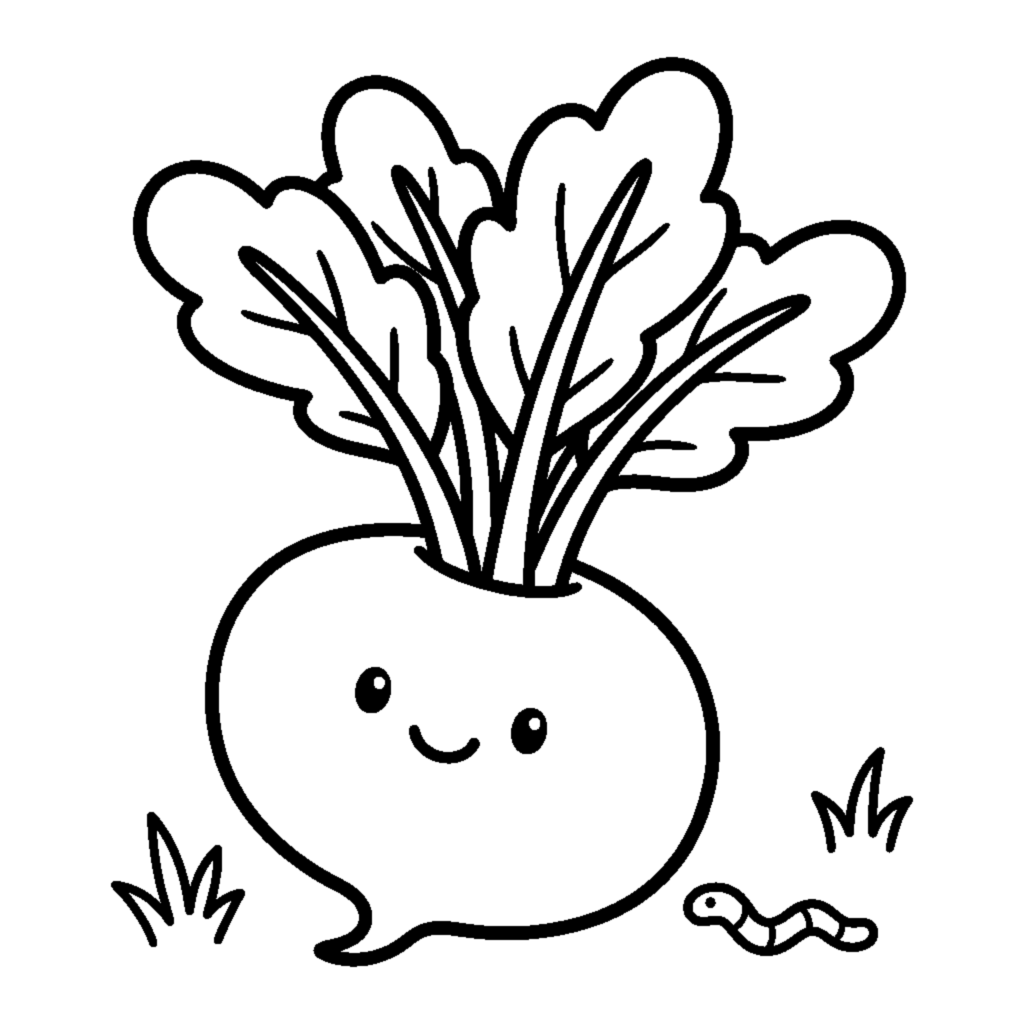 Tiny radish with a leafy top coloring page