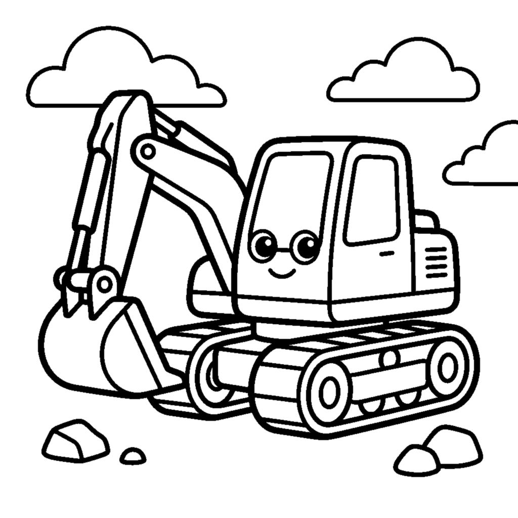 Friendly digger with thick tracks coloring page