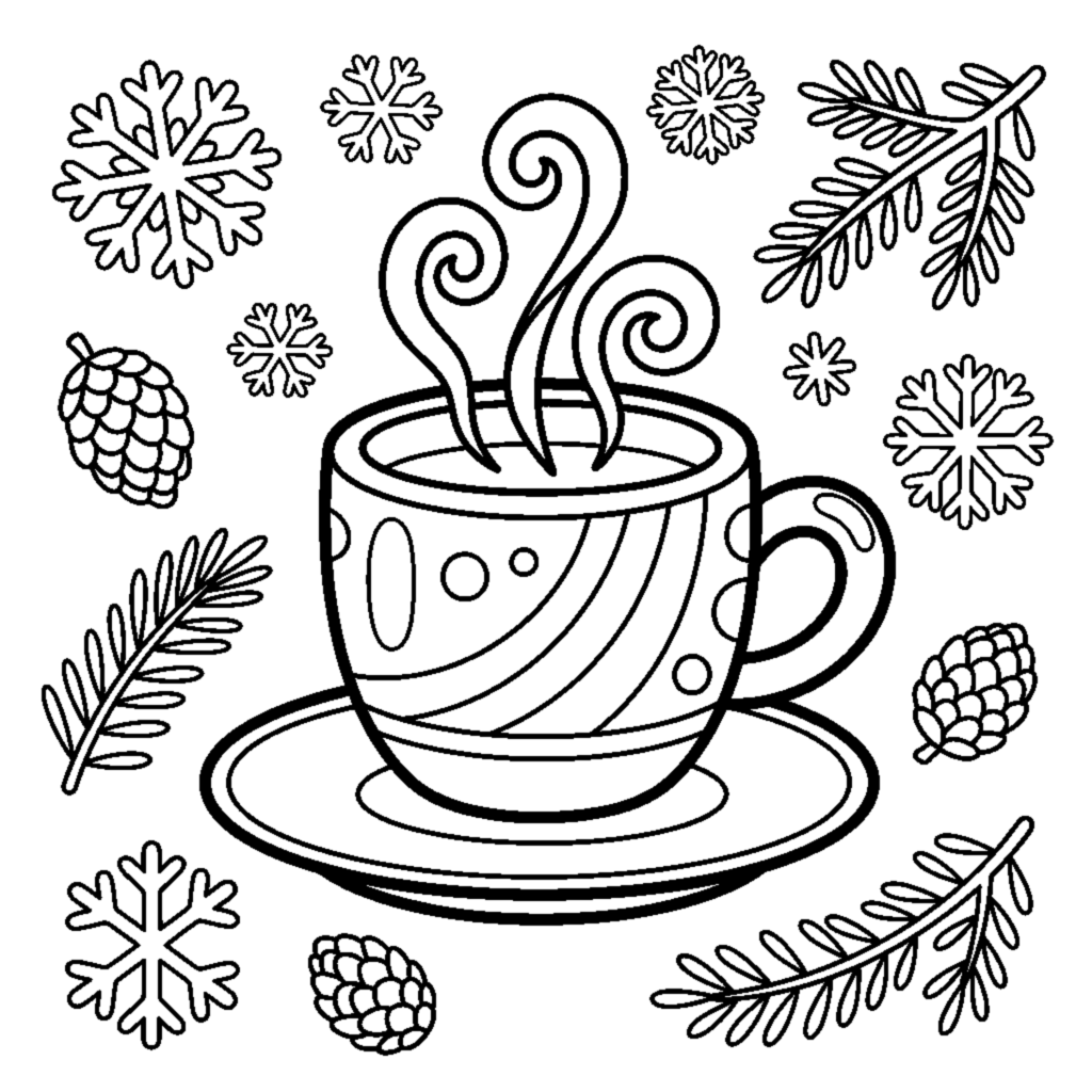 Coloriage Tasse de boisson chaude fumante