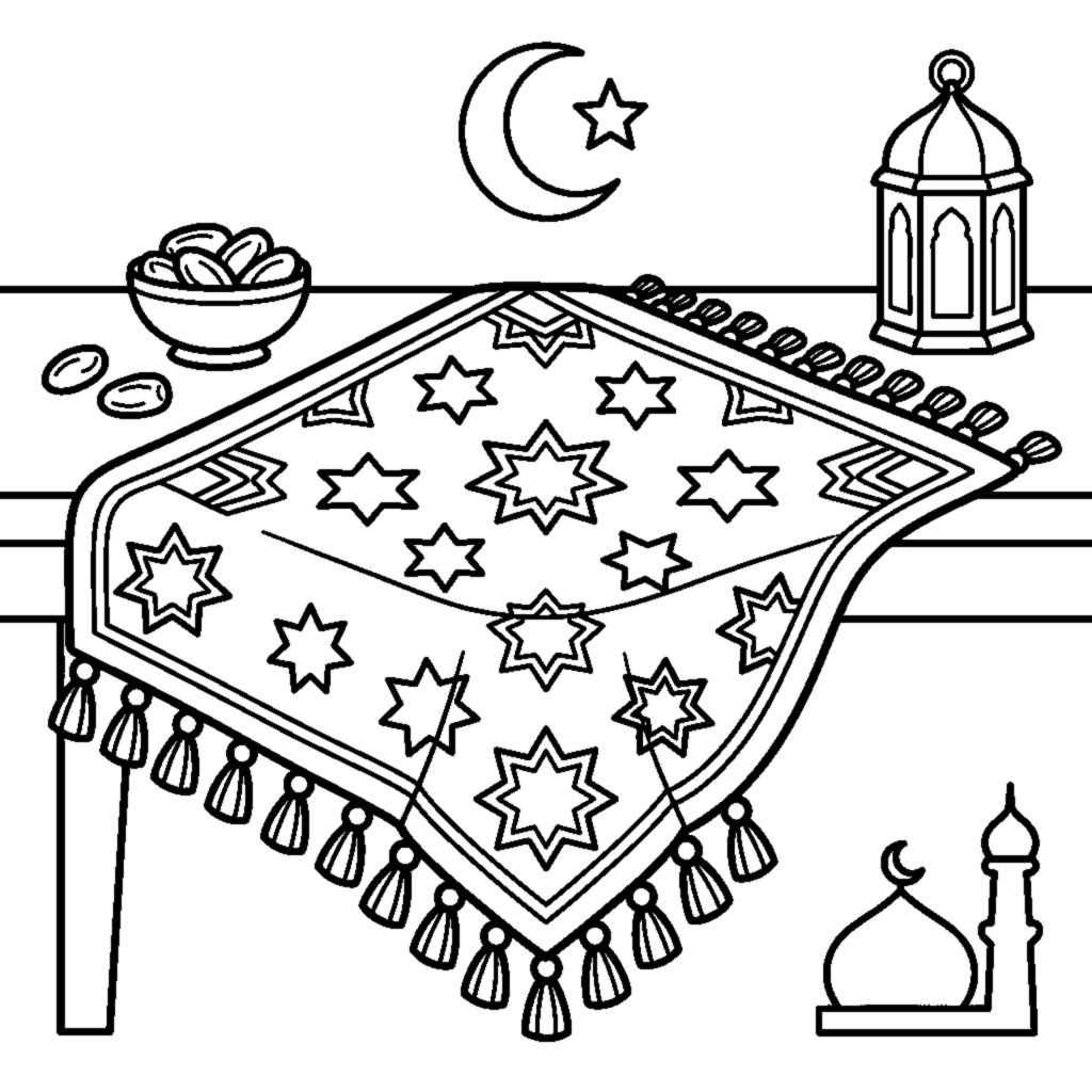 Cloth with an embroidered star pattern coloring page
