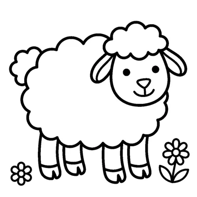 Cute lamb on the farm — simple drawing