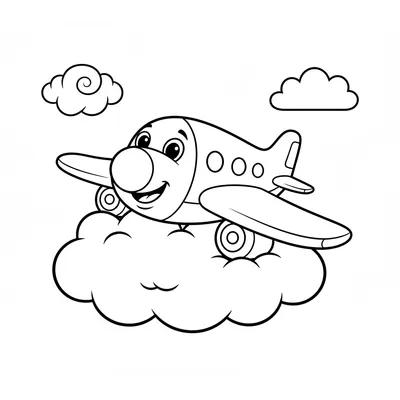 Avion Joyeux Volant avec des Amis Oiseaux Coloriage