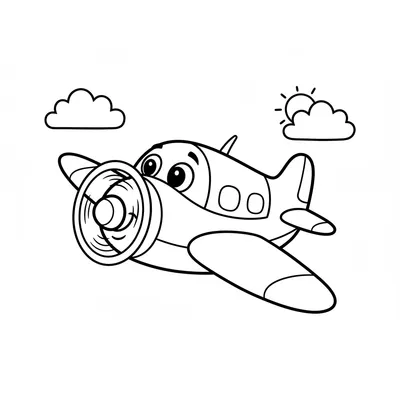 Petit Avion Sortant la Tête des Nuages Coloriage