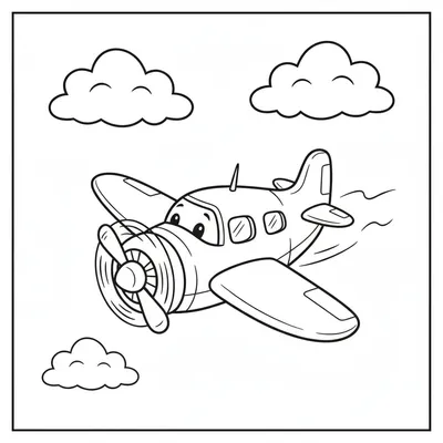Avion Courageux Grimpant Haut dans le Ciel Coloriage