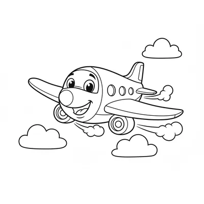 Adorable Avion Agitant ses Ailes au-dessus des Nuages Coloriage