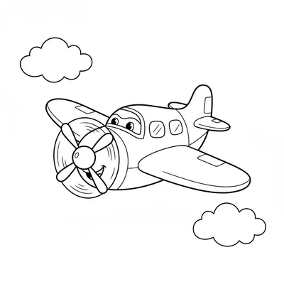 Radieux Petit Avion Souriant au Soleil Coloriage