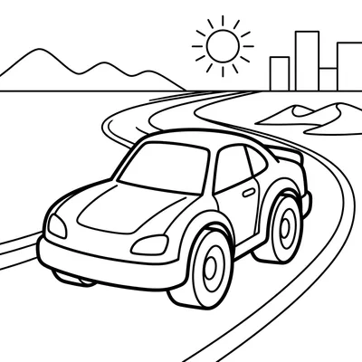 Página para Colorir de Carro Esportivo na Estrada