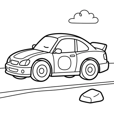 Página para Colorir de Carro de Corrida Fofo