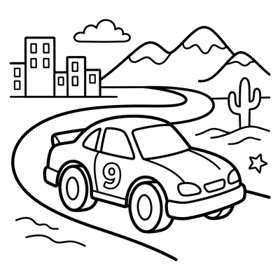 Página para colorir de carro de corrida rápido