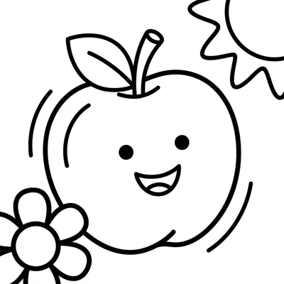 Disegno da Colorare del Simpatico Amico Mela che Saluta
