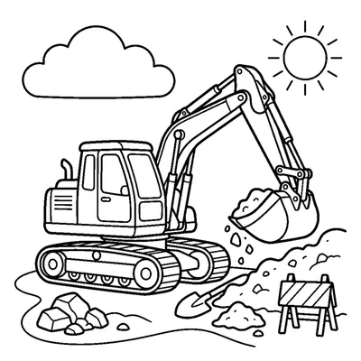 Bagger Gräbt mit der Schaufel