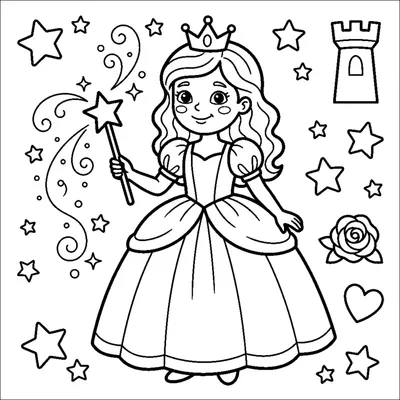 Princess in a ball gown holding a magic wand