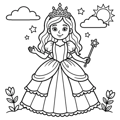 Princess wearing a tiara and a flowing dress