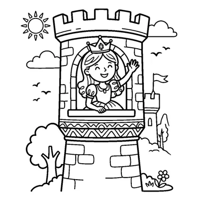 Princesa a Acenar da Torre do Castelo