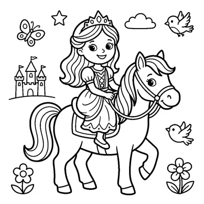 Princess riding a friendly pony