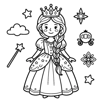 Princess with long braided hair and a crown