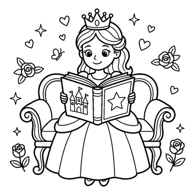 Princess reading a storybook