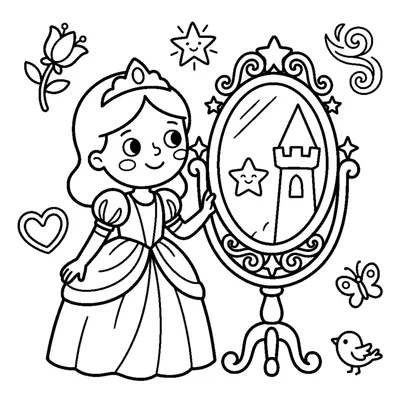 Princess looking into a magic mirror