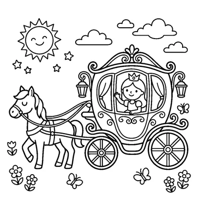 Princess in a horse-drawn carriage