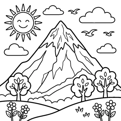 Montanha com Sol e Nuvens