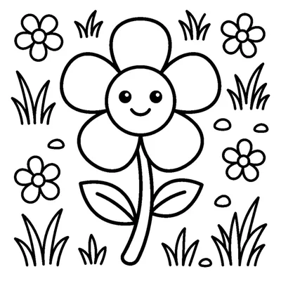 Prairie d'Herbe avec de Petites Fleurs