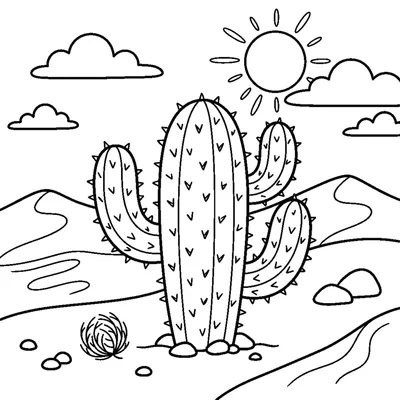 Cactus dans le Désert avec des Dunes de Sable