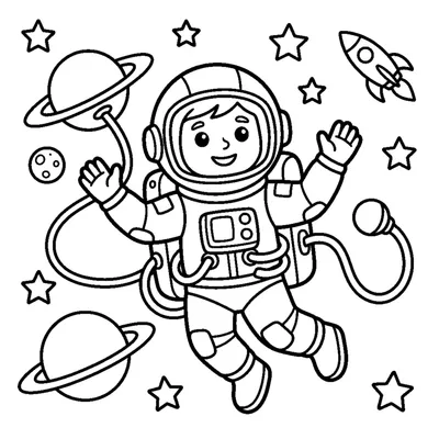 Astronaute Sympathique Flottant dans l'Espace
