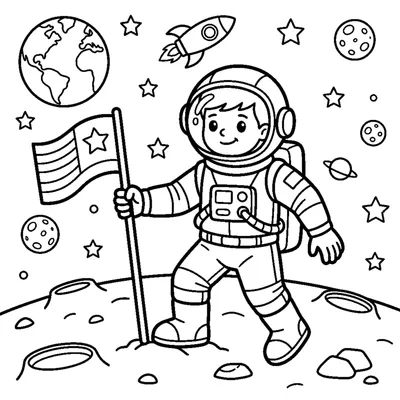 Astronauta che Pianta una Bandiera sulla Luna