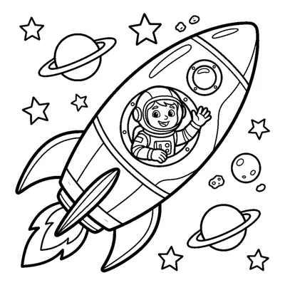 Foguetão com um Astronauta a Acenar da Janela