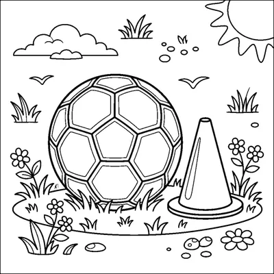 Uma Bola de Futebol na Grama