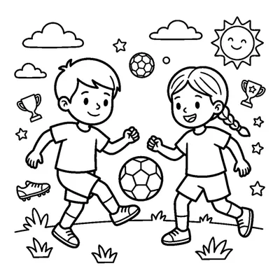 Duas Crianças Passando a Bola