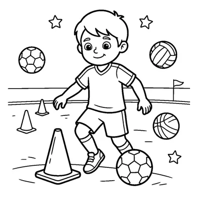 A player dribbling the ball around a training cone