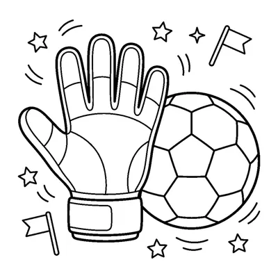 A goalkeeper's glove with a ball beside it
