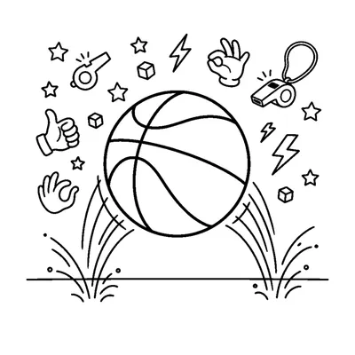 Ballon de basket rebondissant avec des lignes de mouvement