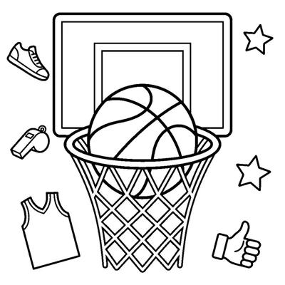 Palla da basket nel canestro