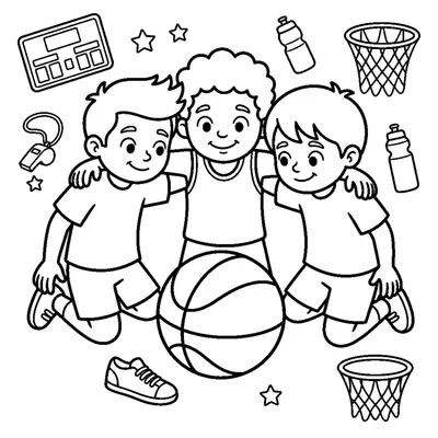 Bambini in cerchio con una palla da basket