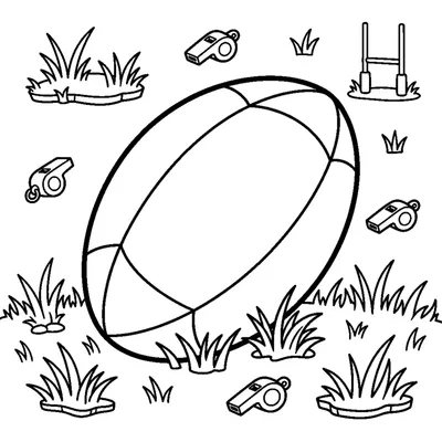 Balón ovalado de rugby sobre la hierba