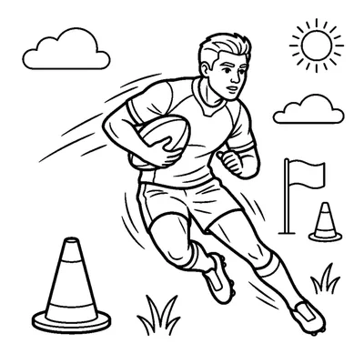 Jogador a driblar um cone com a bola