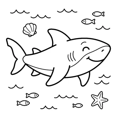 A gentle smiling shark with a rounded fin gliding along