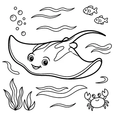 A stingray with wide flat wings soaring through the water