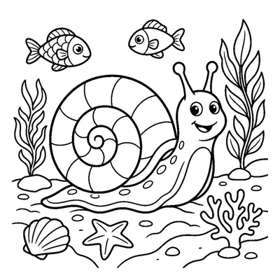 A curled-up sea snail crawling across the ocean floor