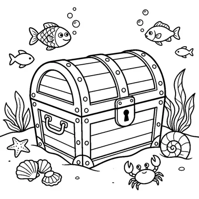 A treasure chest with a rounded lid resting in the sand