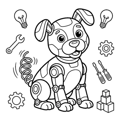 Chien Robot Mignon Remuant sa Queue à Ressort