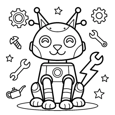 Chat Robot aux Oreilles-Antennes et Queue-Éclair